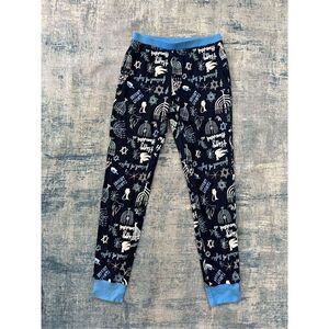 New! Blue White Hannukah Print Pajama Pants Women's Small
